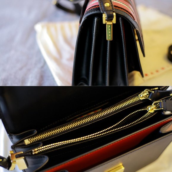 MARNI Red n Black Leather Trunk Shoulder Bag - Picture 6 of 8